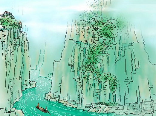 两岸猿声啼不住,轻舟已过万重山。全诗意思及赏析-古诗迷