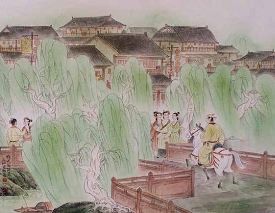 赤阑桥尽香街直,笼街细柳娇无力。全诗词意思及赏析-古诗迷